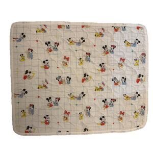 Vintage Disney Baby Mickey Minnie Mouse Friends ABC Crib Quilt Blanket 32 X 41”